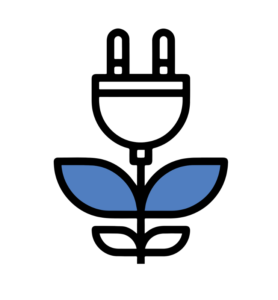 Logo of an electrical plug in the shape of a flower